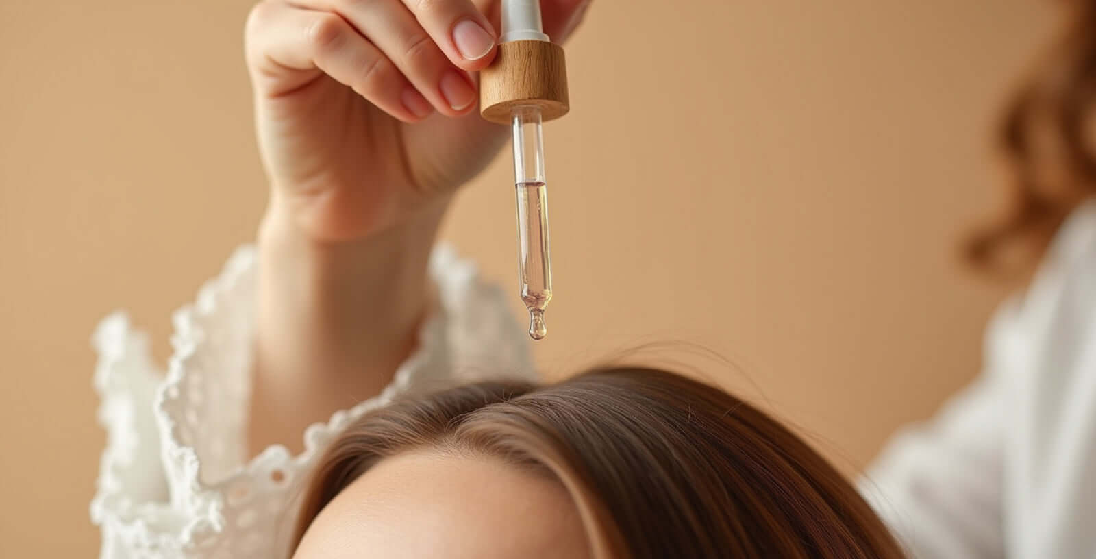 woman demonstrates oily hair remedy