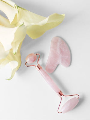 Luxury Rose Quartz Roller & Gua Sha Set - Indagare Natural Beauty